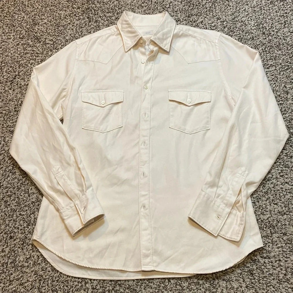 Caliban 820 Organic Cotton Cream Button Down Shirt - Picture 1 of 6